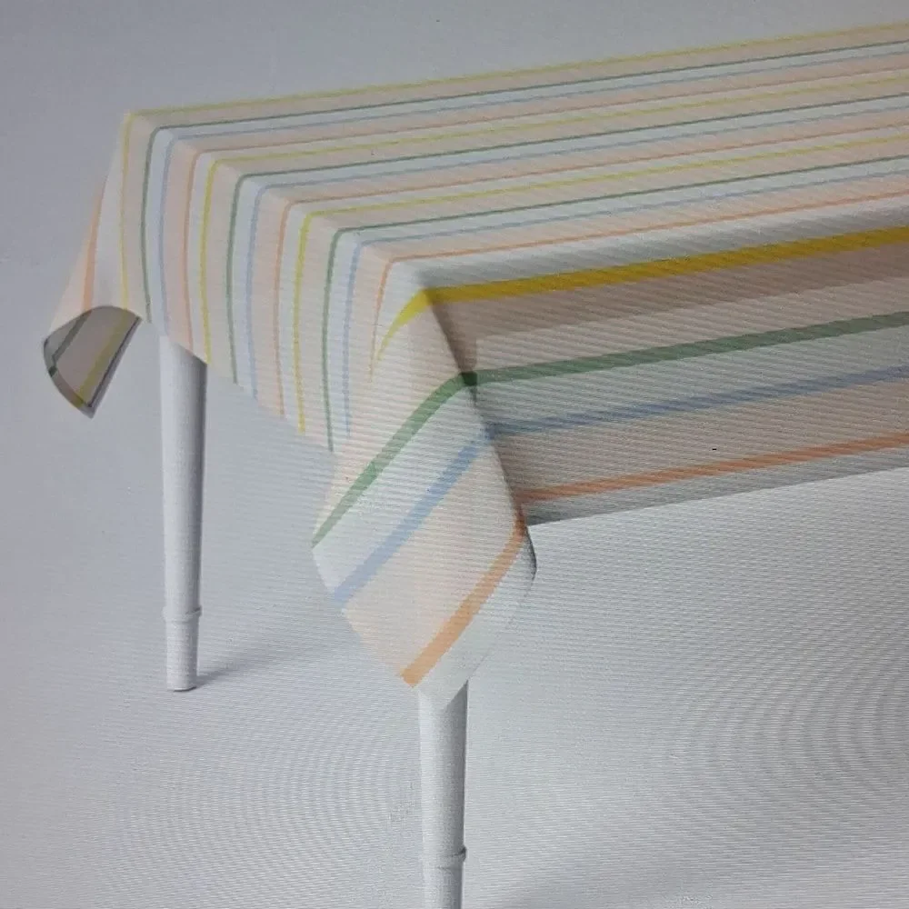 Room Essentials Pastel Striped Tablecloth in White, Yellow, Green, Blue, Orange